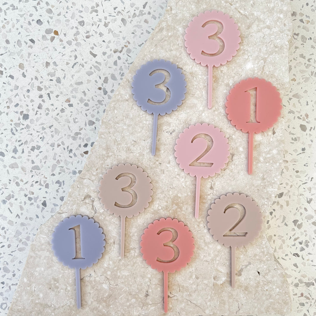 PRE-ORDER: Scallop Birthday Numbers - Cupcake/Food Toppers