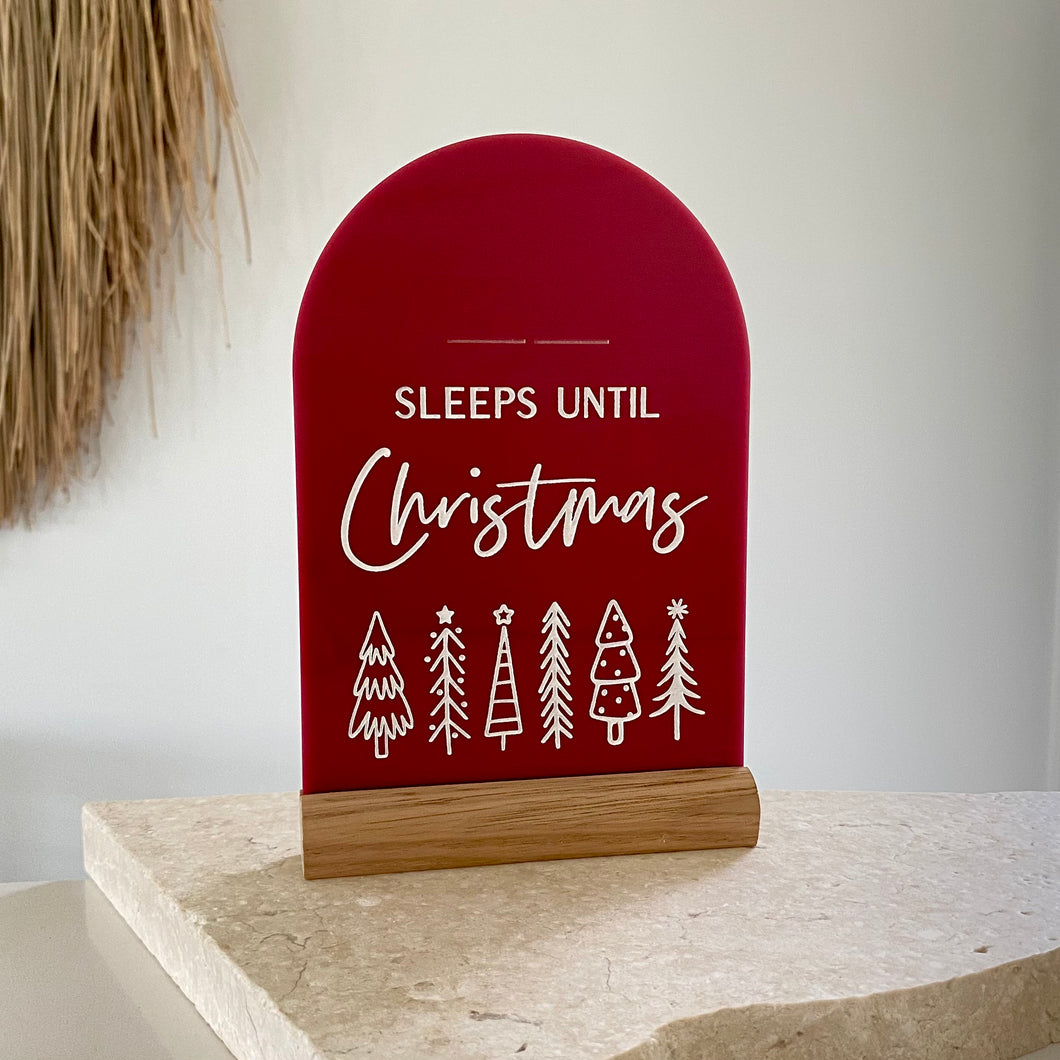 Christmas trees countdown on tas oak stand - includes white liquid chalk marker